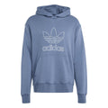 Blue adidas trefoil outline graphic hoodie with front kangaroo pocket and drawstring hood