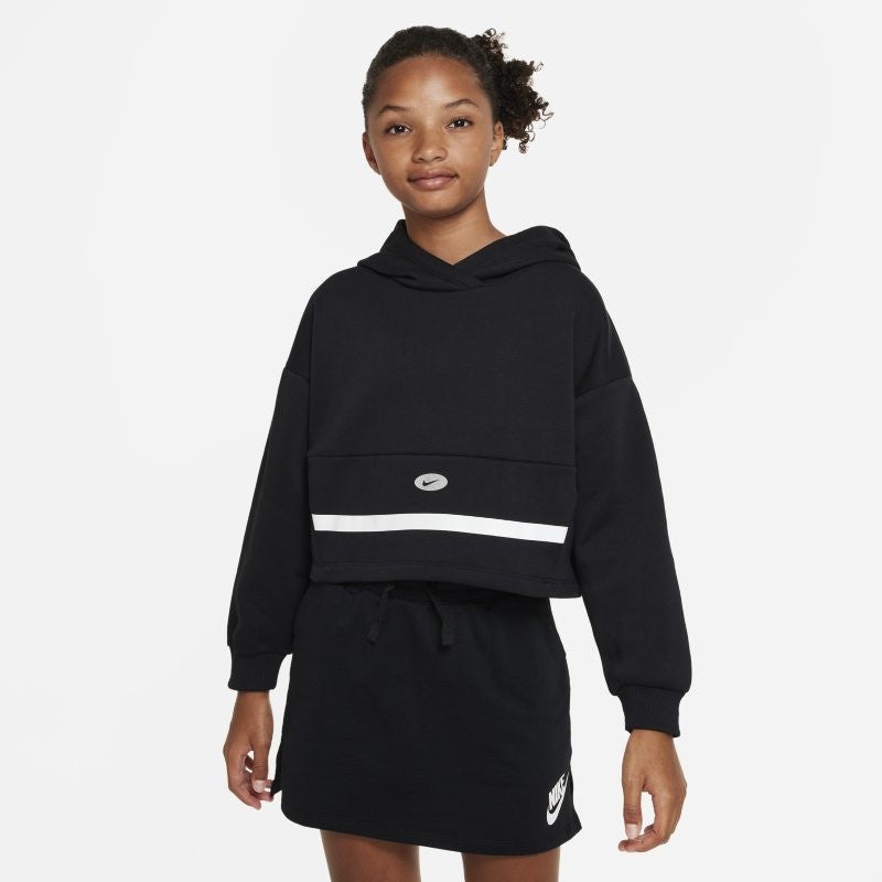 Nike Sportswear Icon Clash Hoodie Girls Black Fleece Long Sleeve Pullover GBO211