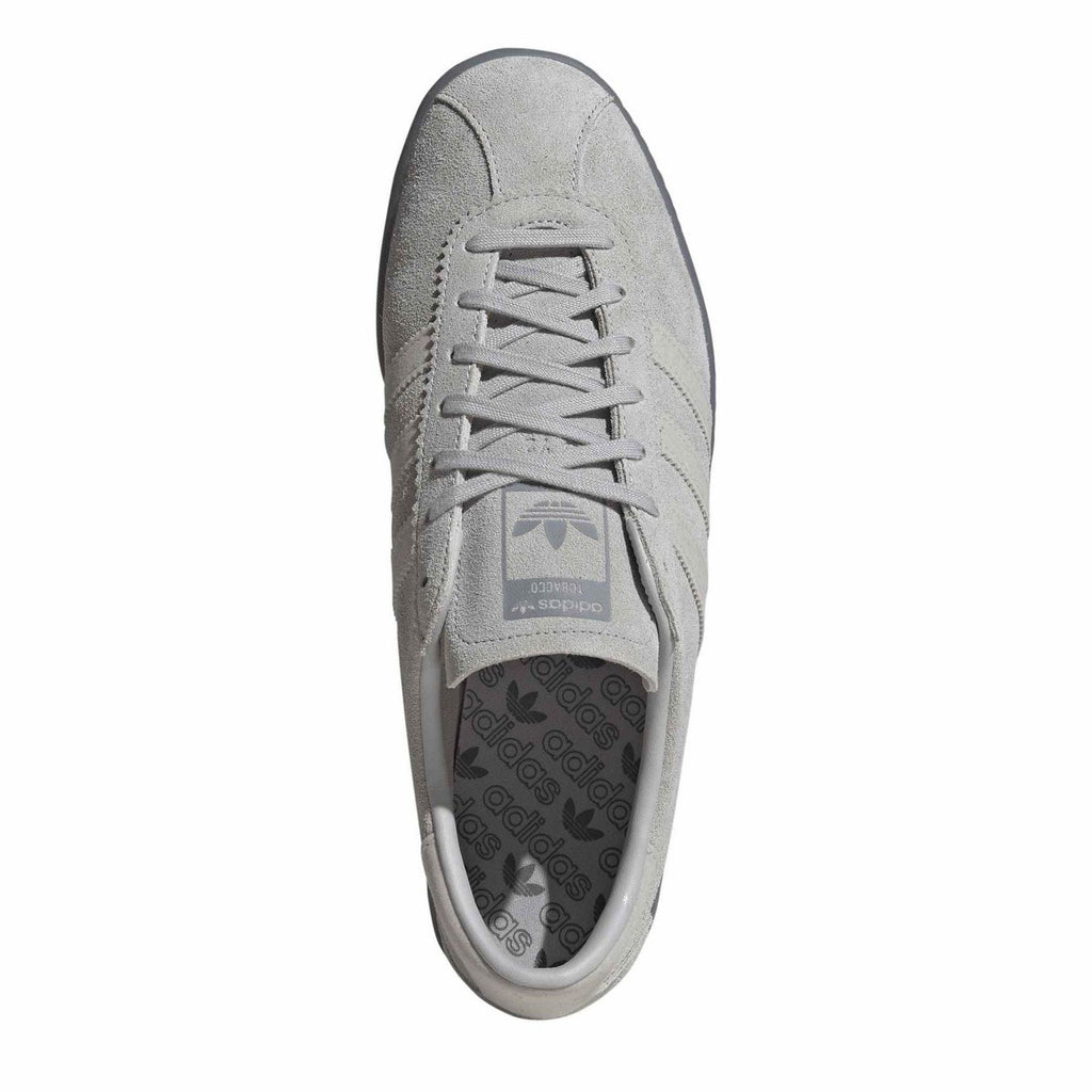 Grey suede adidas Originals trainer, lace-up with three stripes and rubber sole