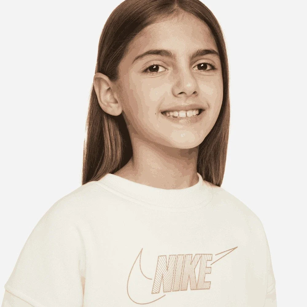 Kids Nike Sportswear Club Fleece FJ6161-113 Sweatshirt Ivory Active JAX114