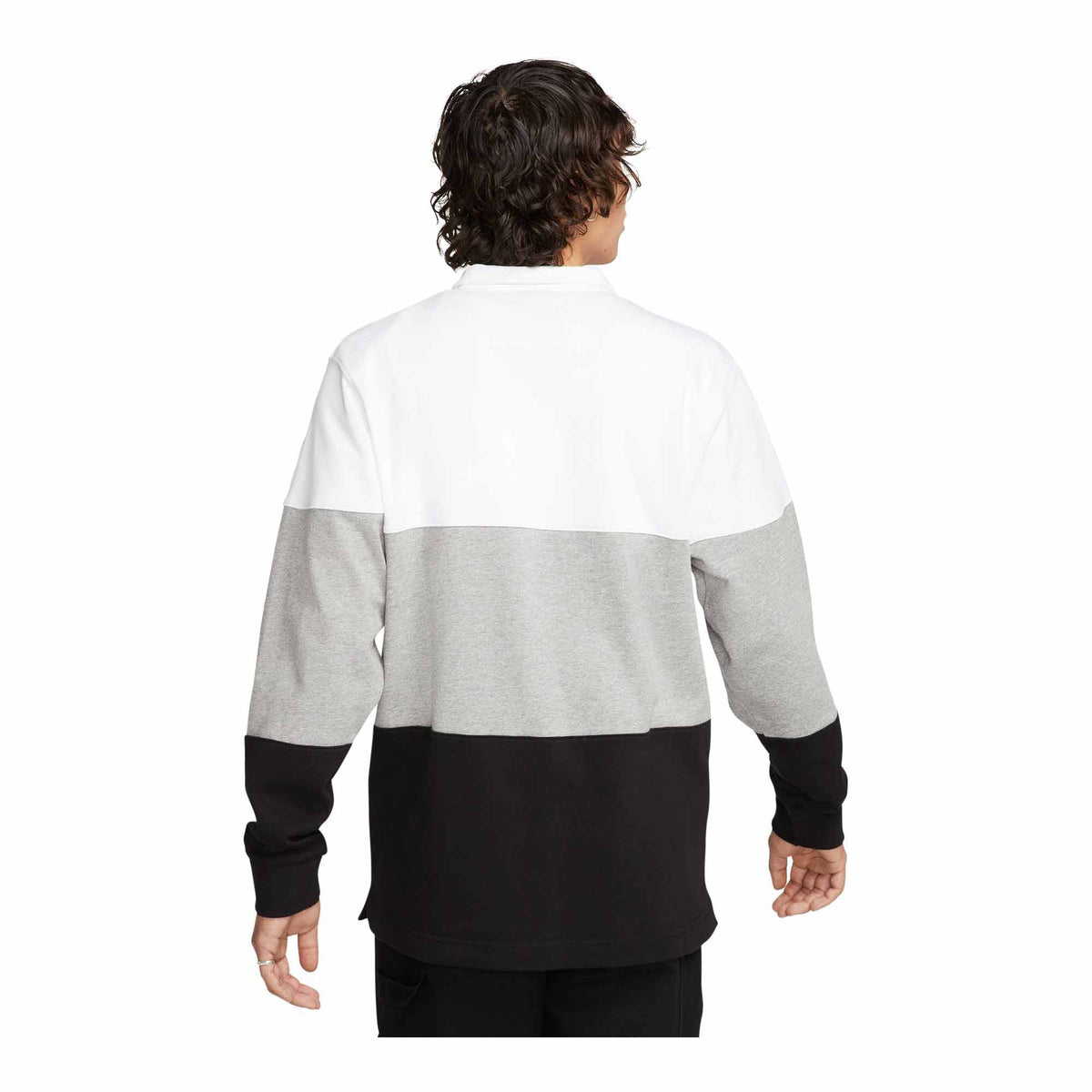 MENS NIKE CLUB LONG SLEEVE TOP_WHITE/DK GREY HEATHER/BLACK/BLACK