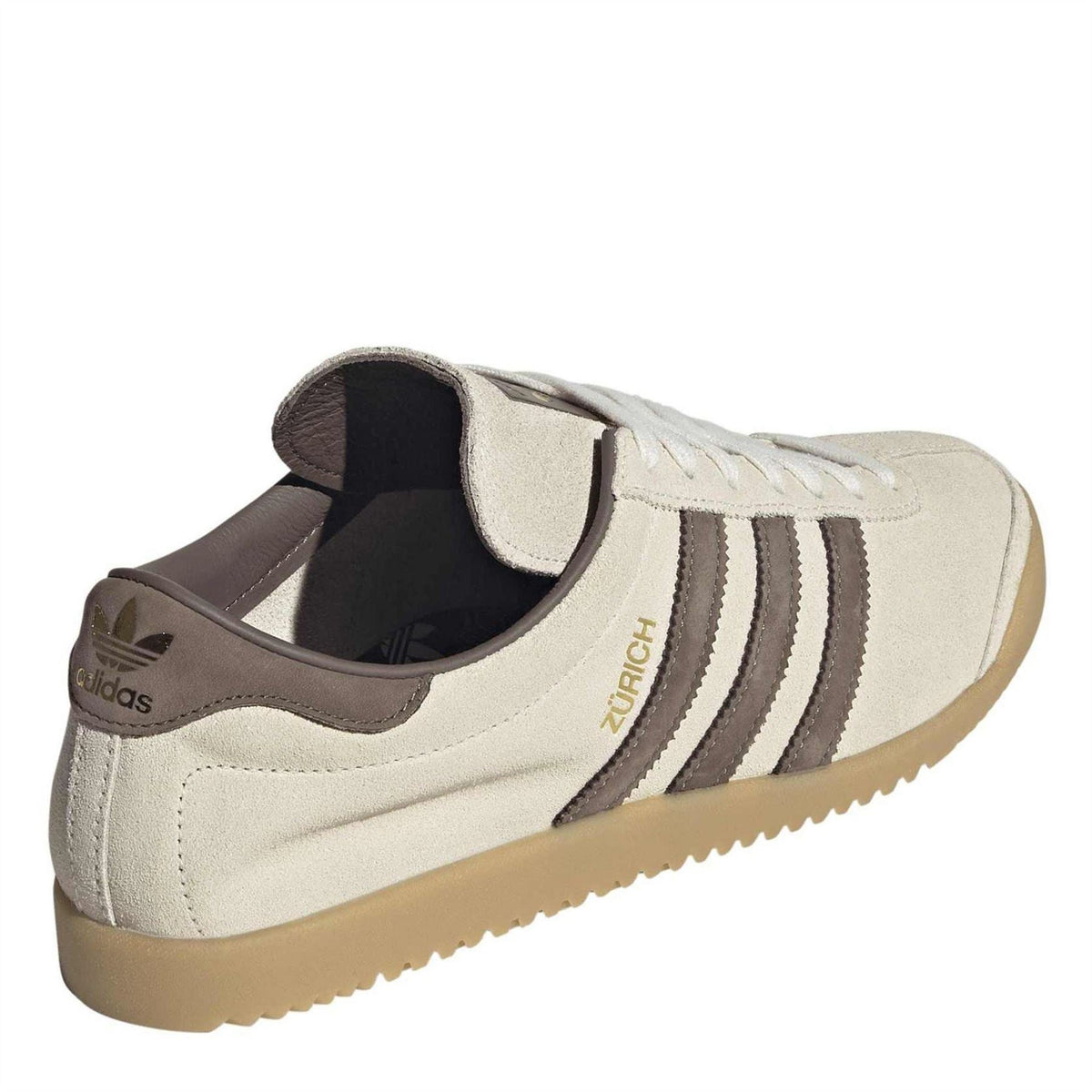 adidas Originals suede lace-up sneakers, beige with dark heel panel and stripes