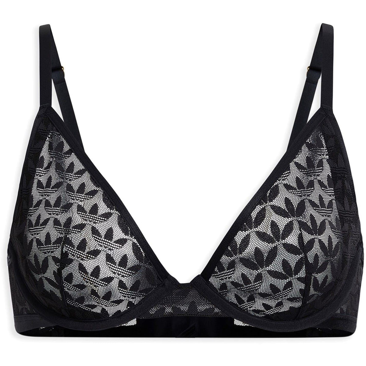adidas Originals black printed bra with adjustable straps and V-neck cups