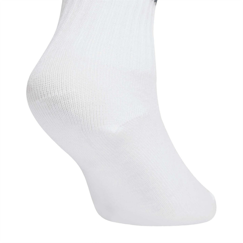 Single white adidas crew sock with ribbed knit