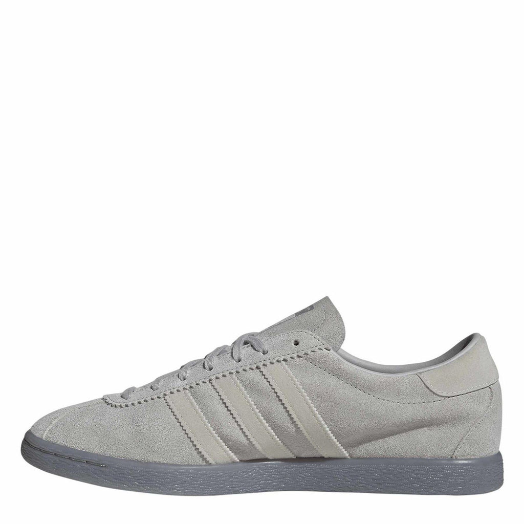 Adidas Originals light grey trainers, low profile suede upper with three stripes