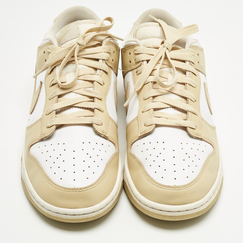 Nike Beige/white Leather Dunk Low Team Gold Sneakers