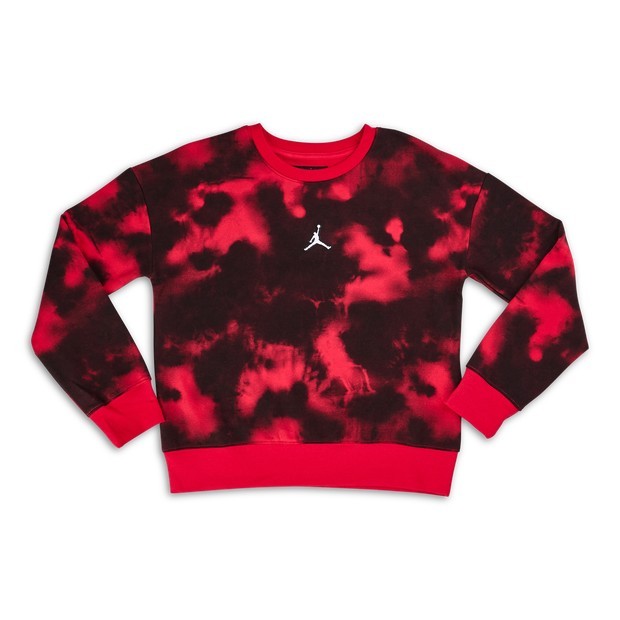 Jordan Essentials Sweatshirt Girls Red Stretch Crew Neck Long Sleeve GBO28