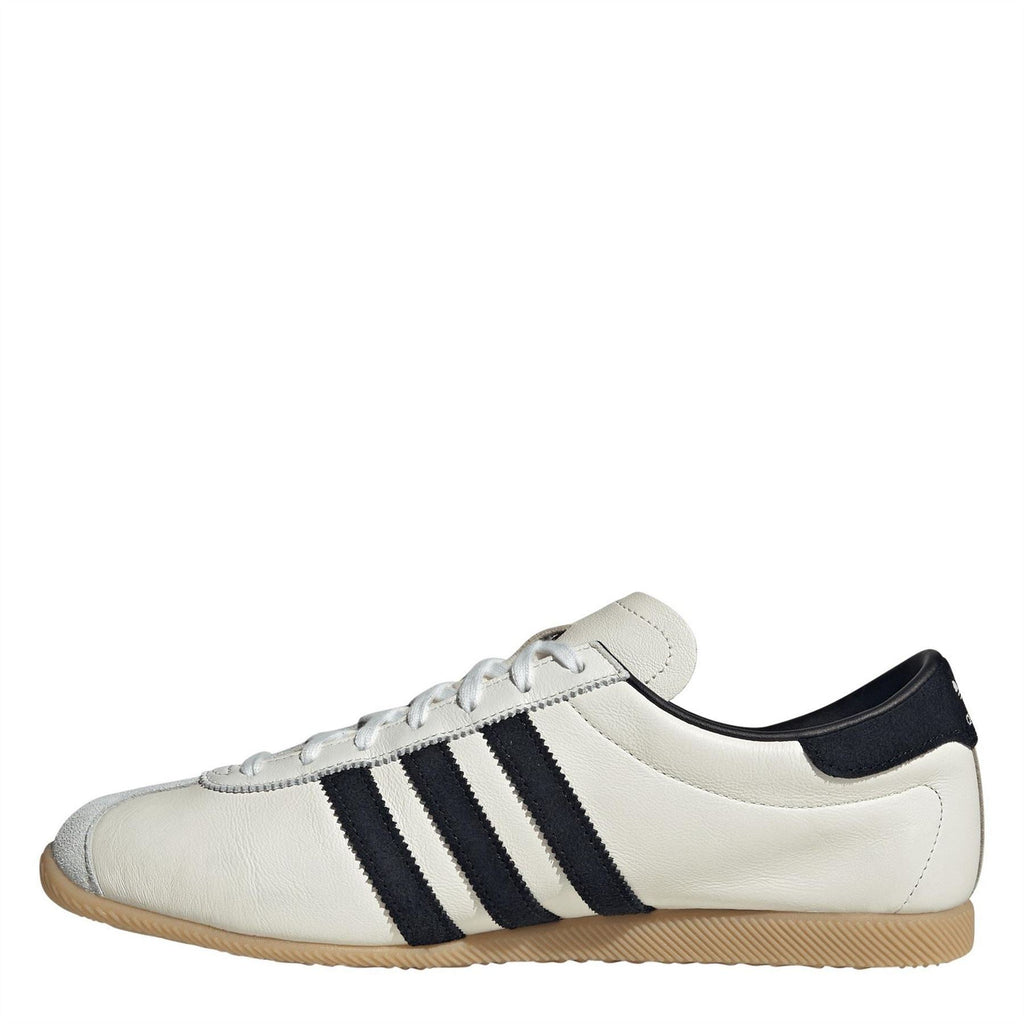 Adidas Originals low-top sneakers, white upper with black side stripes and gum outsole