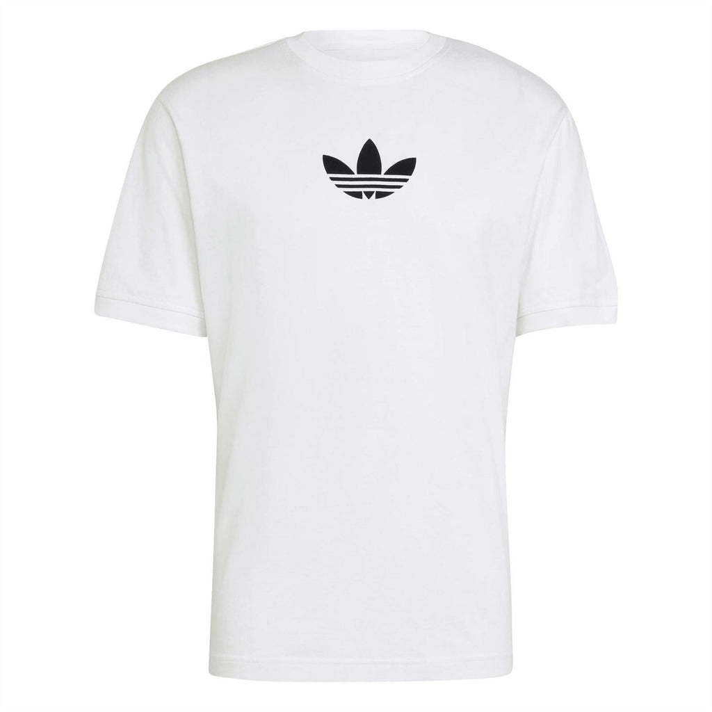 White adidas Originals crew neck T-shirt with black trefoil logo on chest
