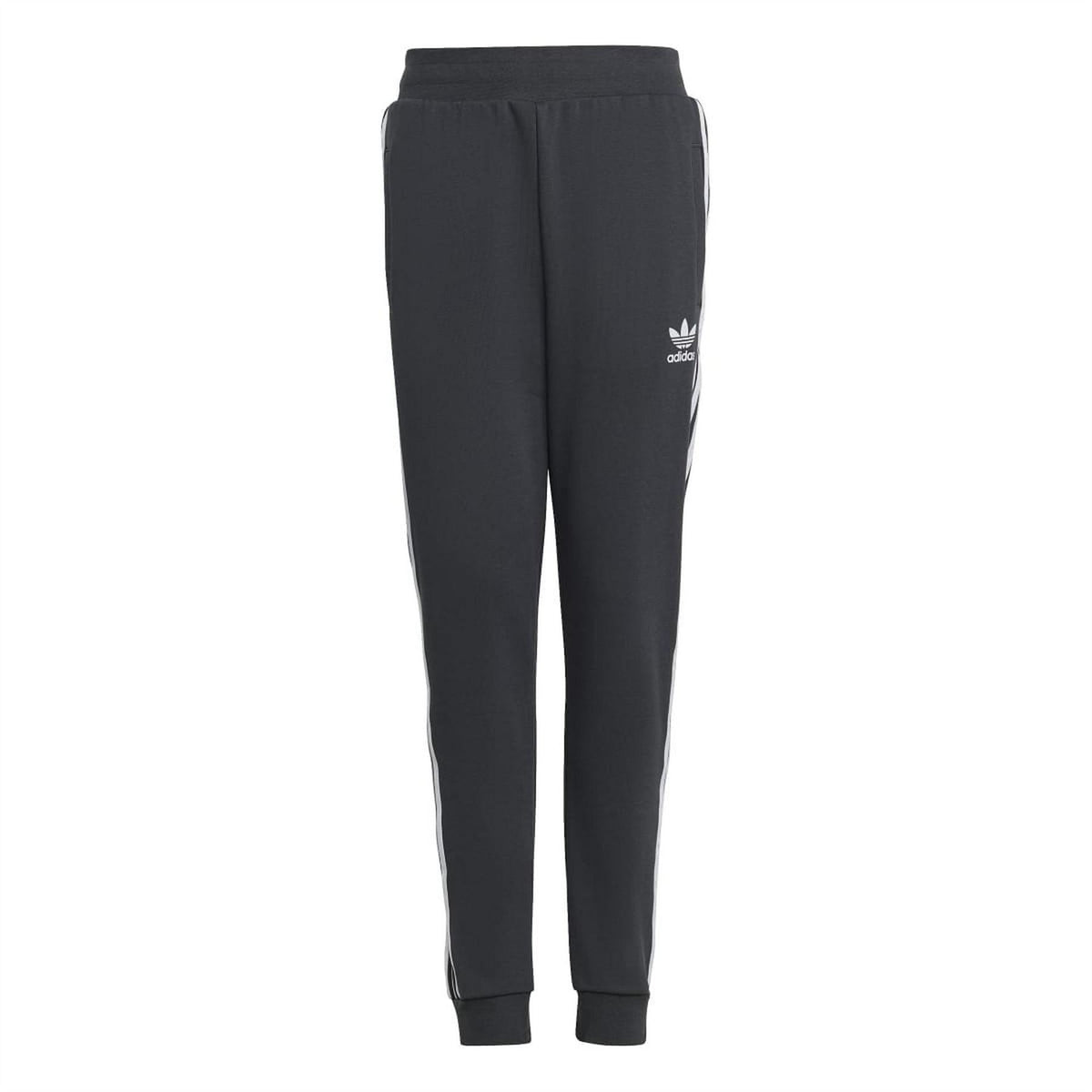 Adidas Originals 3-Stripes joggers, dark grey, elastic waist, tapered cuffs