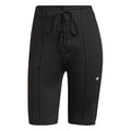 Black slim-fit athletic shorts with drawstring waist and Adidas logo