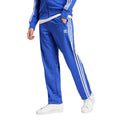 Blue adidas Originals Firebird track pants with white triple stripe legs
