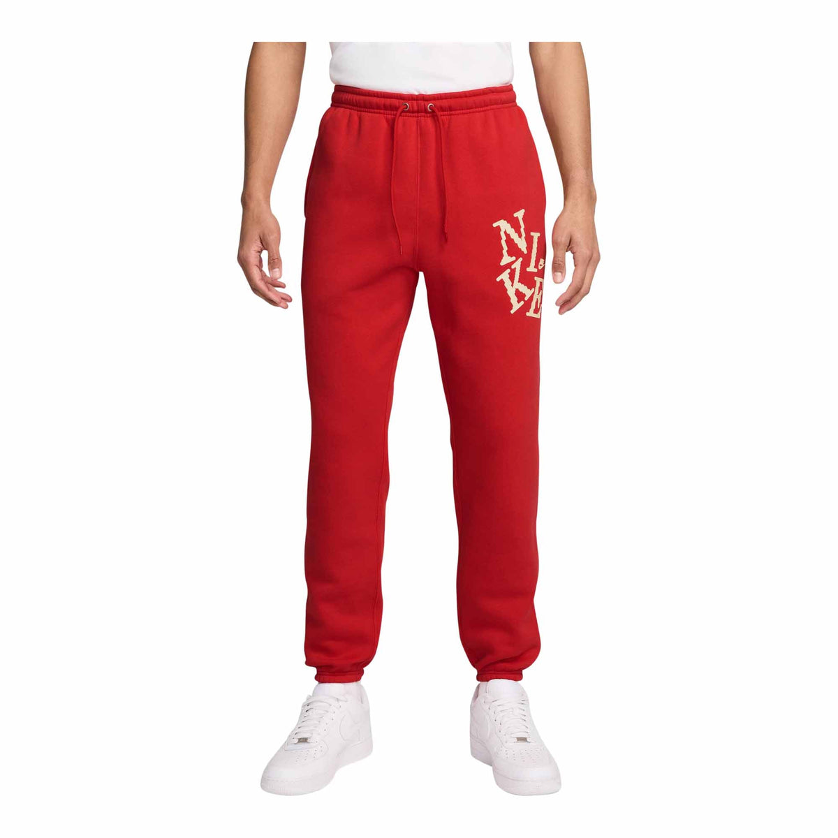 Mens Nike Sportswear Club Cuffed Fleece Joggers_University Red/Black