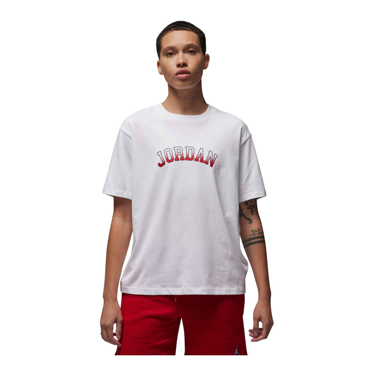 WOMENS JORDAN GRAPHIC T SHIRT_WHITE/GYM RED