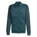 adidas Originals teal zip-up track jacket with stand collar and striped sleeves