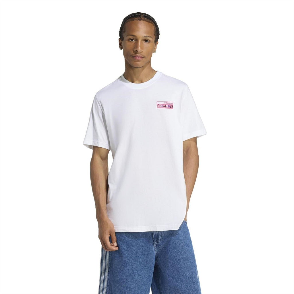 White crew-neck short-sleeve T-shirt with small Originals chest graphic.