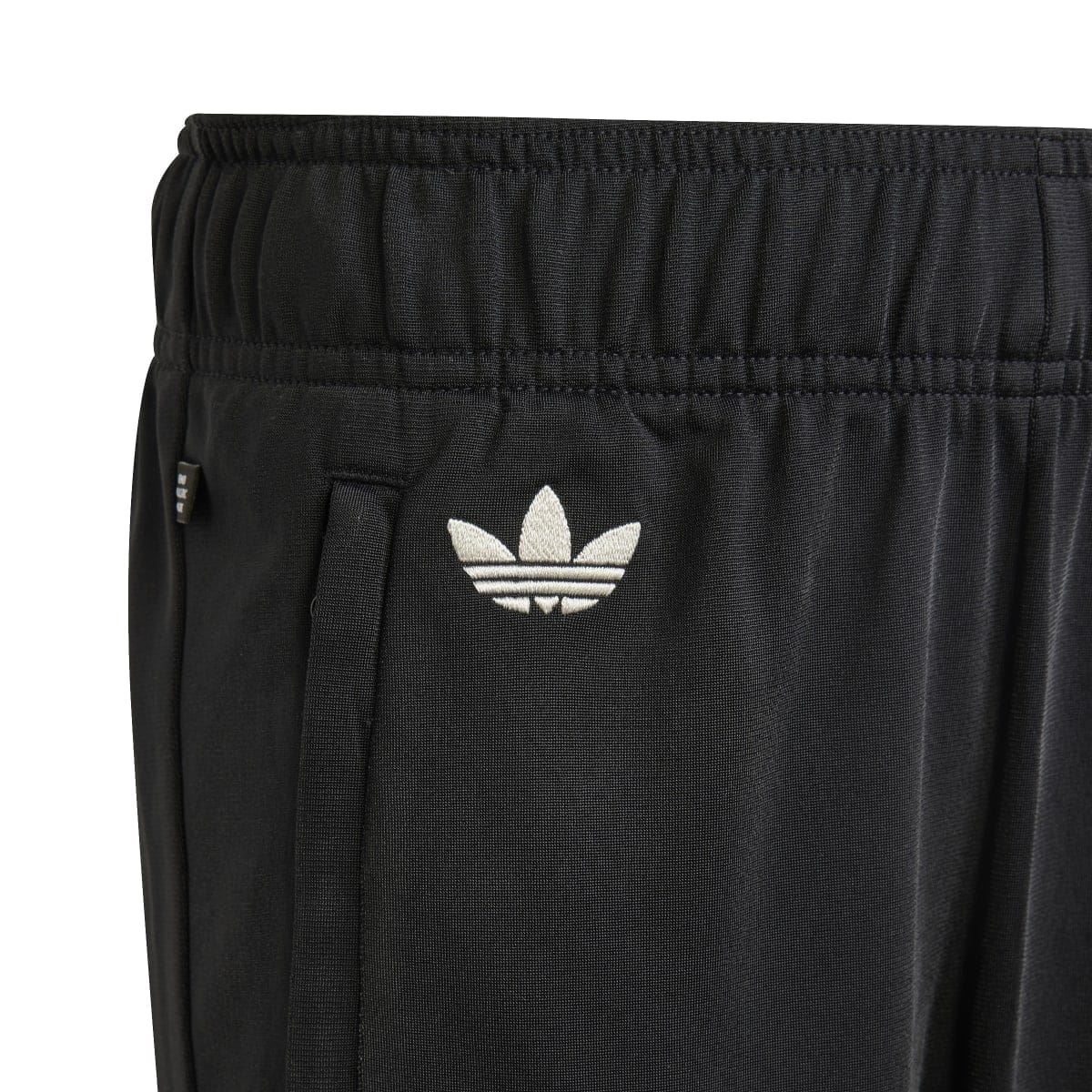 Black adidas Originals tracksuit bottoms with logo on waistband and drawstring