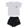 Infants' white T-shirt and black shorts set with adidas trefoil logos