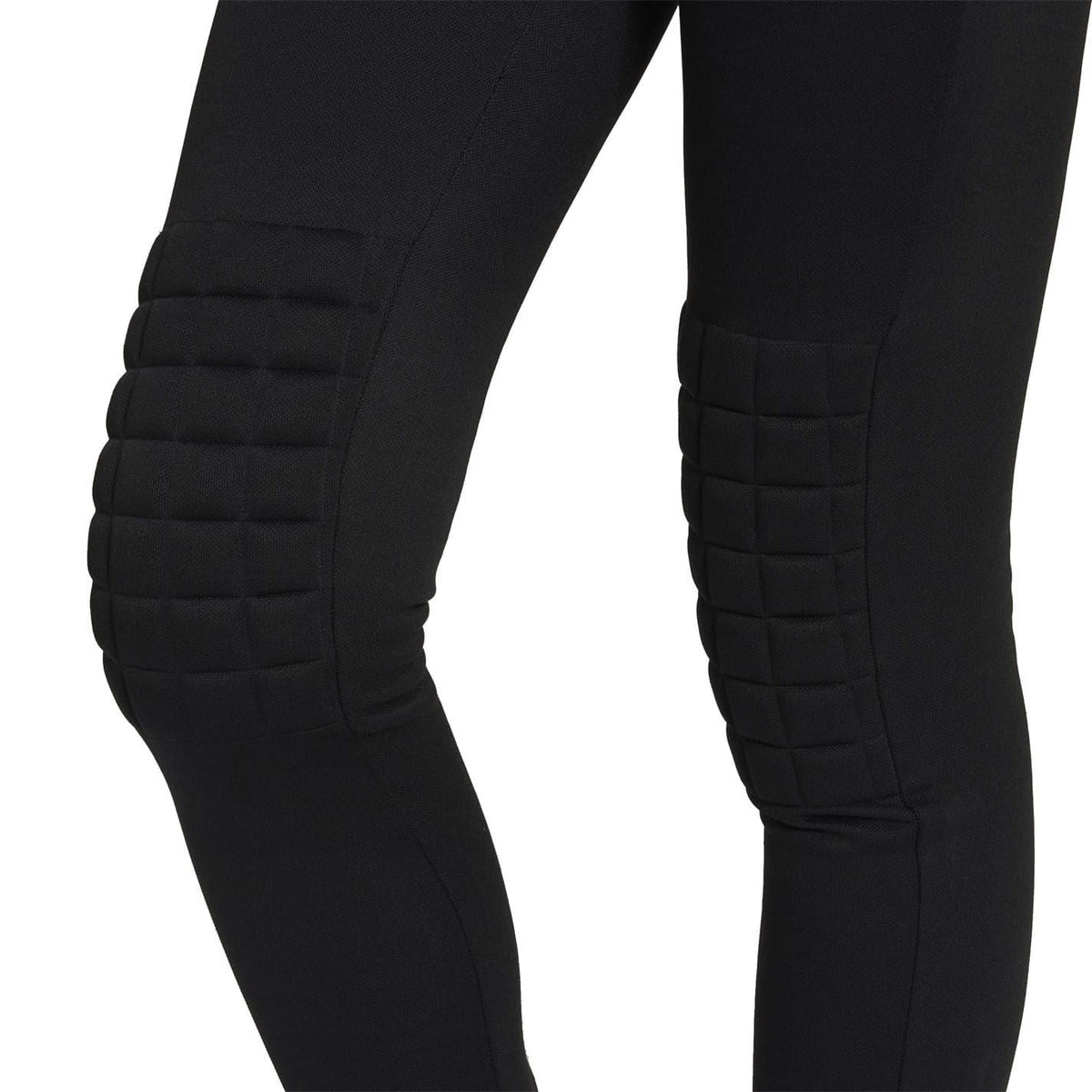 Black performance tights with quilted texture on knees and calves