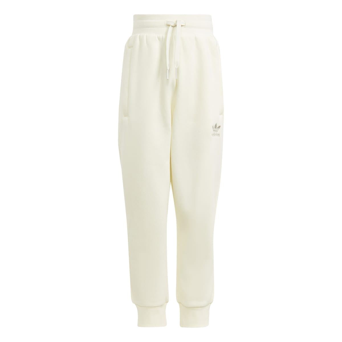 Kids' cream joggers with drawstring waist and adidas trefoil logo