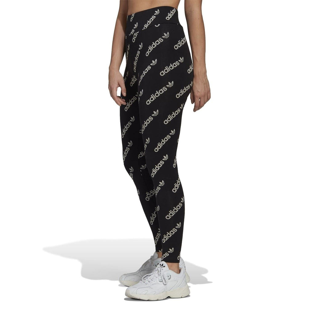 Black adidas Originals logo leggings, ankle-length slim fit