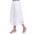 White 3/4 pants with striped hem and elastic waistband