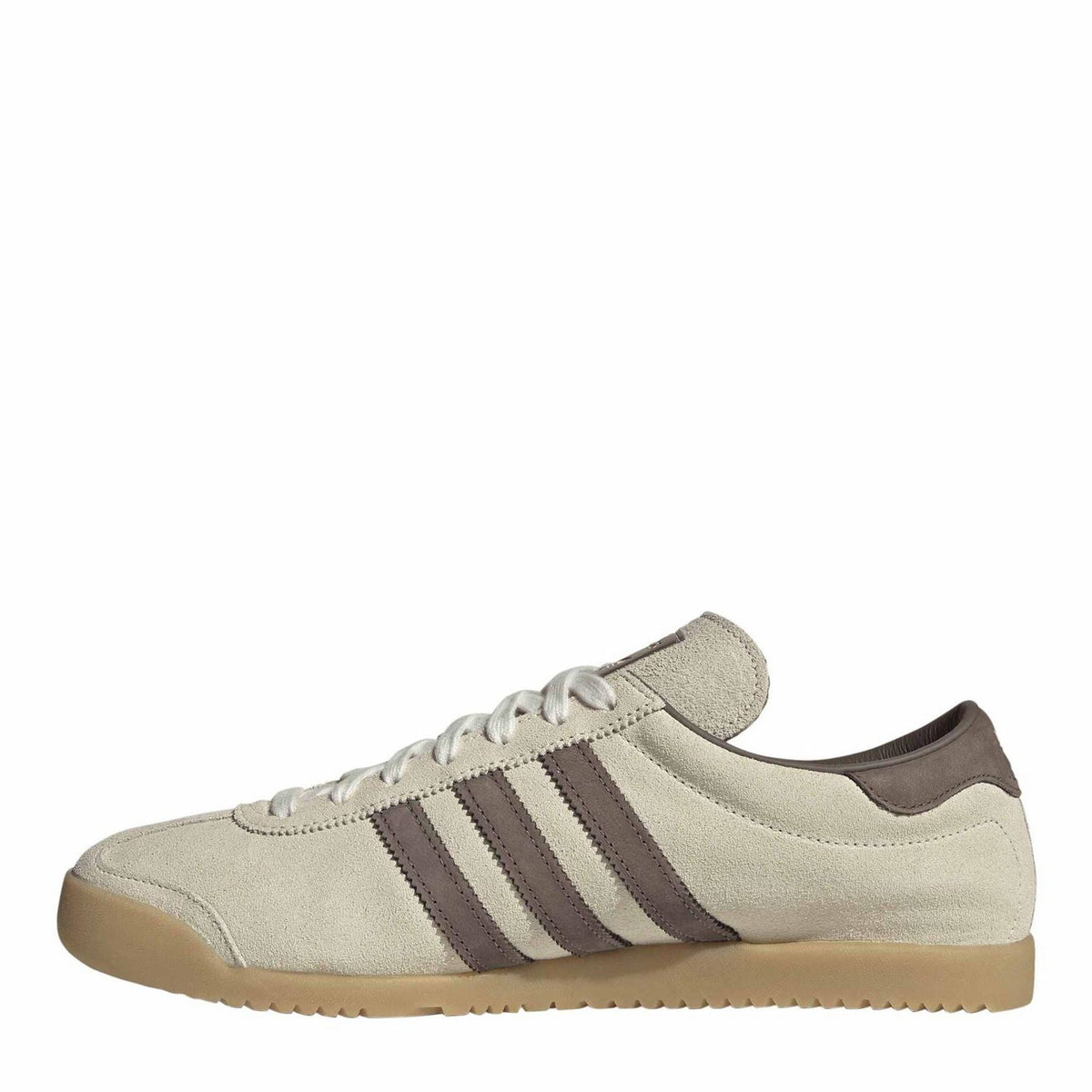 adidas Originals suede lace-up sneakers, beige upper with dark stripe accents