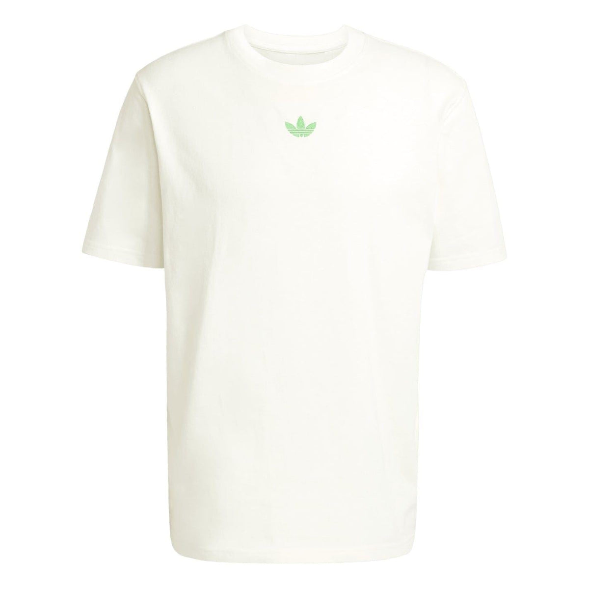 adidas Originals crew neck short sleeve jersey T-shirt with ribbed collar, white fabric, and classic fit.