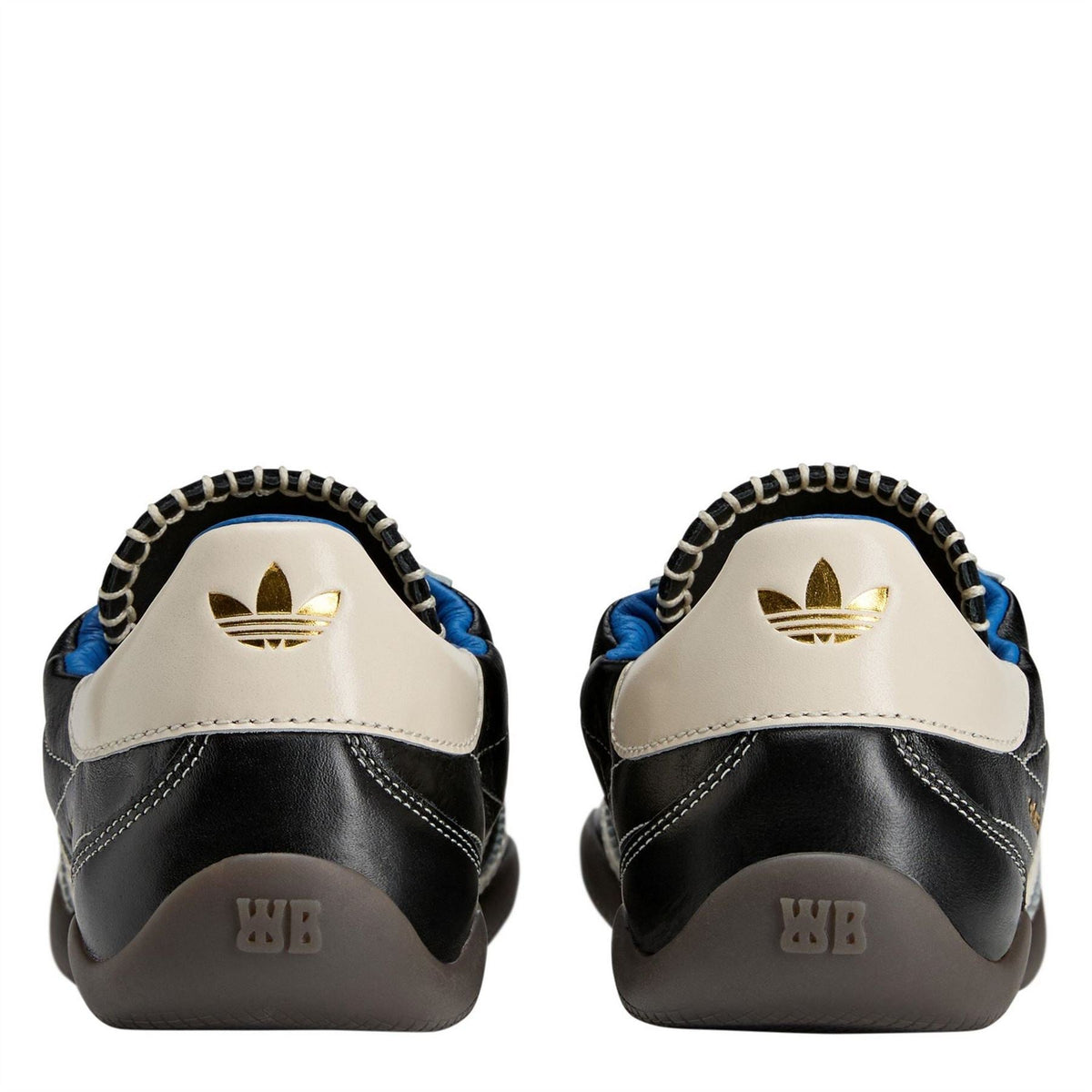 adidas Originals Wales Bonner Karintha shoes, back view with adidas logo and blue heel lining
