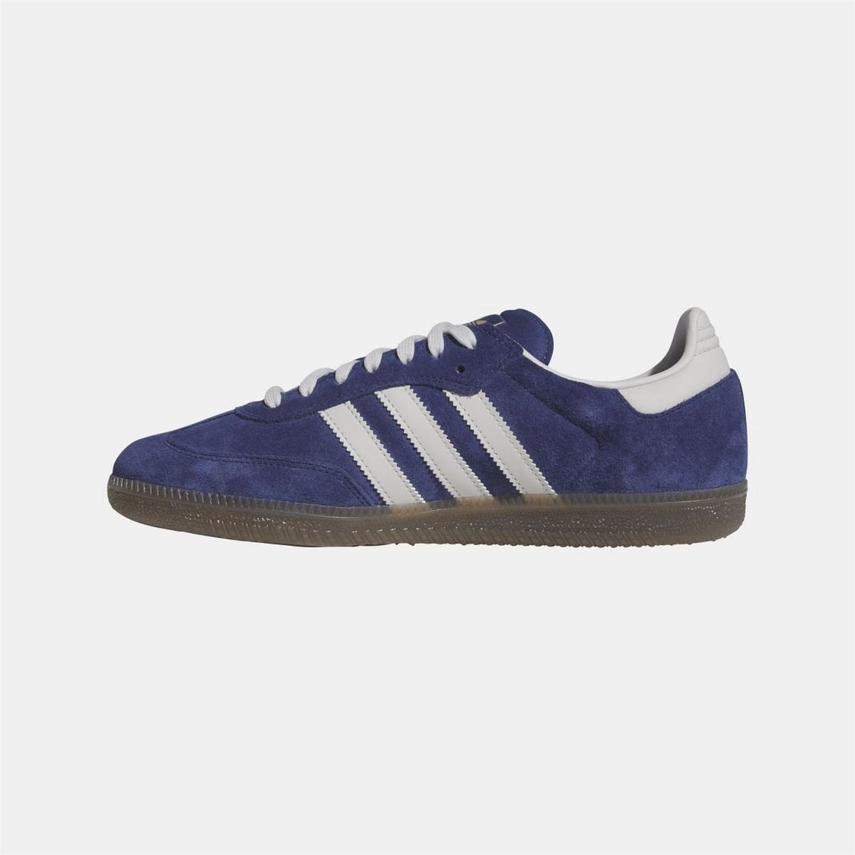 adidas Originals ADV shoes side profile in dark blue suede with three white stripes