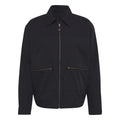 Black zip-up utility jacket with stand collar and two chest pockets