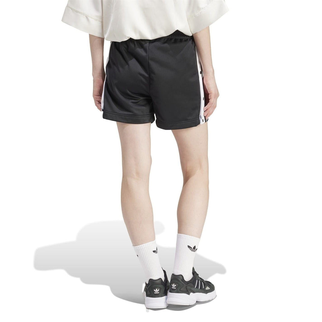 adidas Adibreak athletic shorts, black with elastic waist and white side stripe detail