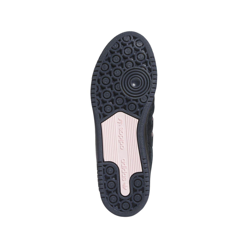 Black rubber outsole for low-top sneakers with textured tread and adidas branding