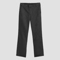 Black allover print track pants with elastic waistband and straight-leg cuffs