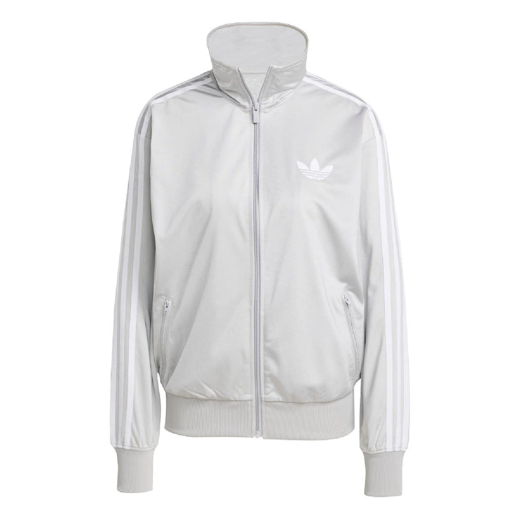Light grey adidas Originals Firebird track jacket with zip front and side pockets