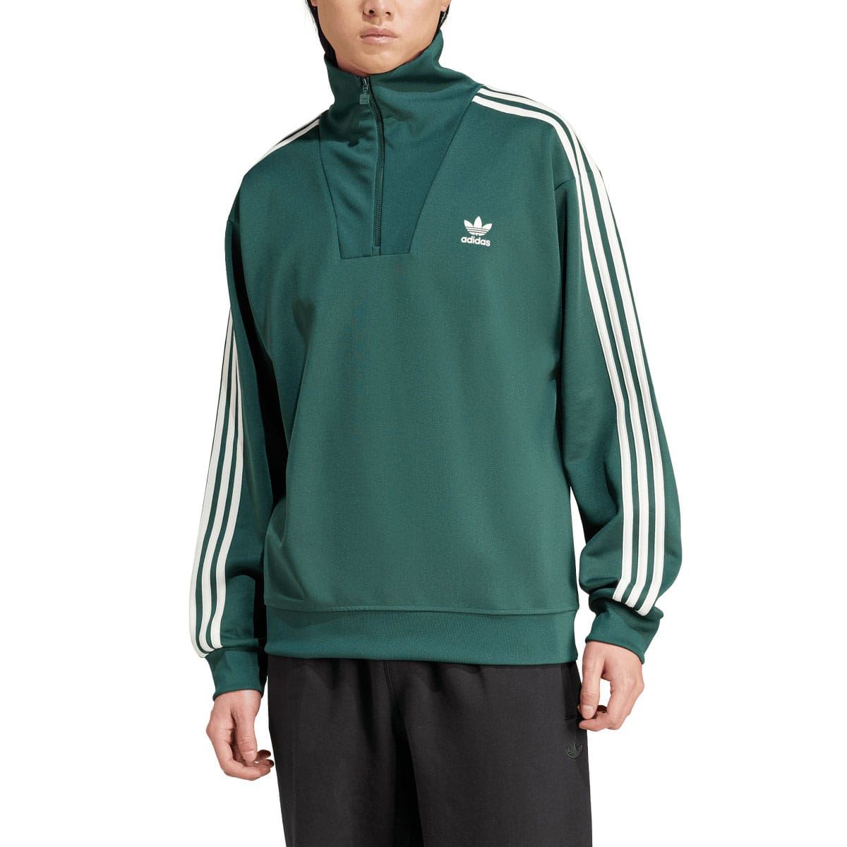 Green adidas Originals track top with funnel neck zip and white trefoil logo