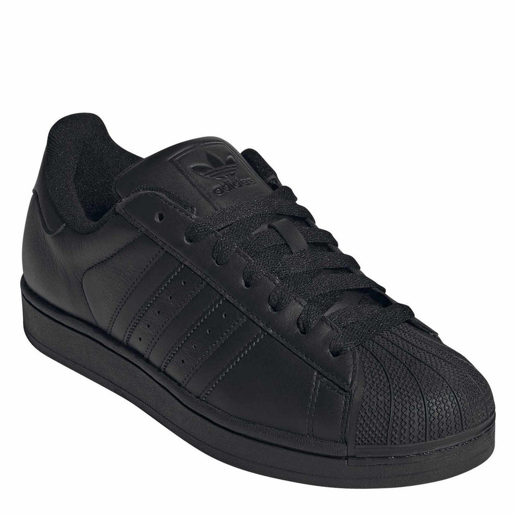 Black adidas Originals Superstar II sneakers with textured toe cap and lace-up vamp