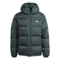 Hooded puffer jacket with full zip and adidas logo, dark green