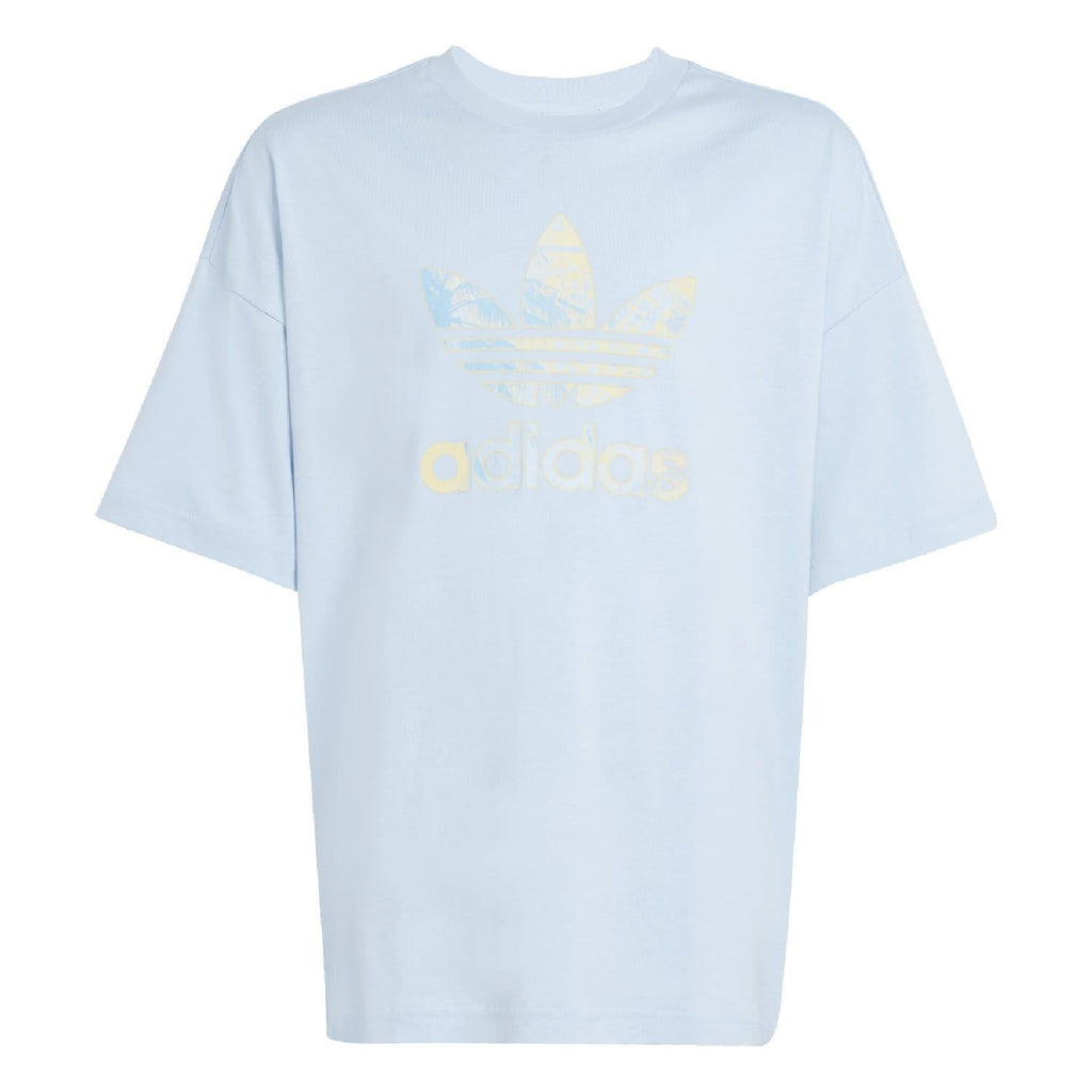 Light blue junior short-sleeve t-shirt with adidas Originals trefoil logo on front