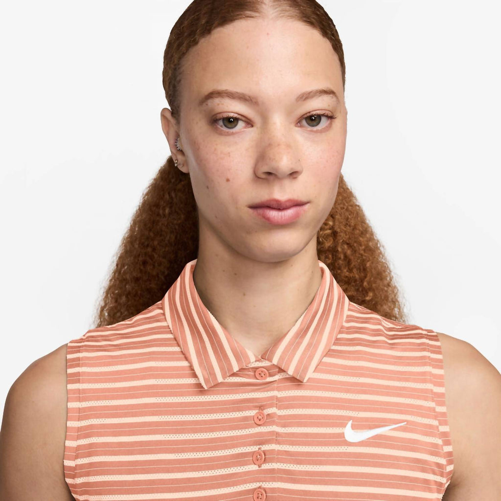 Women's Dri-Fit Victory Sleeveless Striped Polo In Apricot