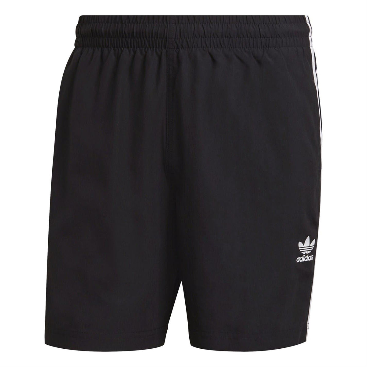 adidas Originals black swim shorts with 3-stripe side detail and elastic waist