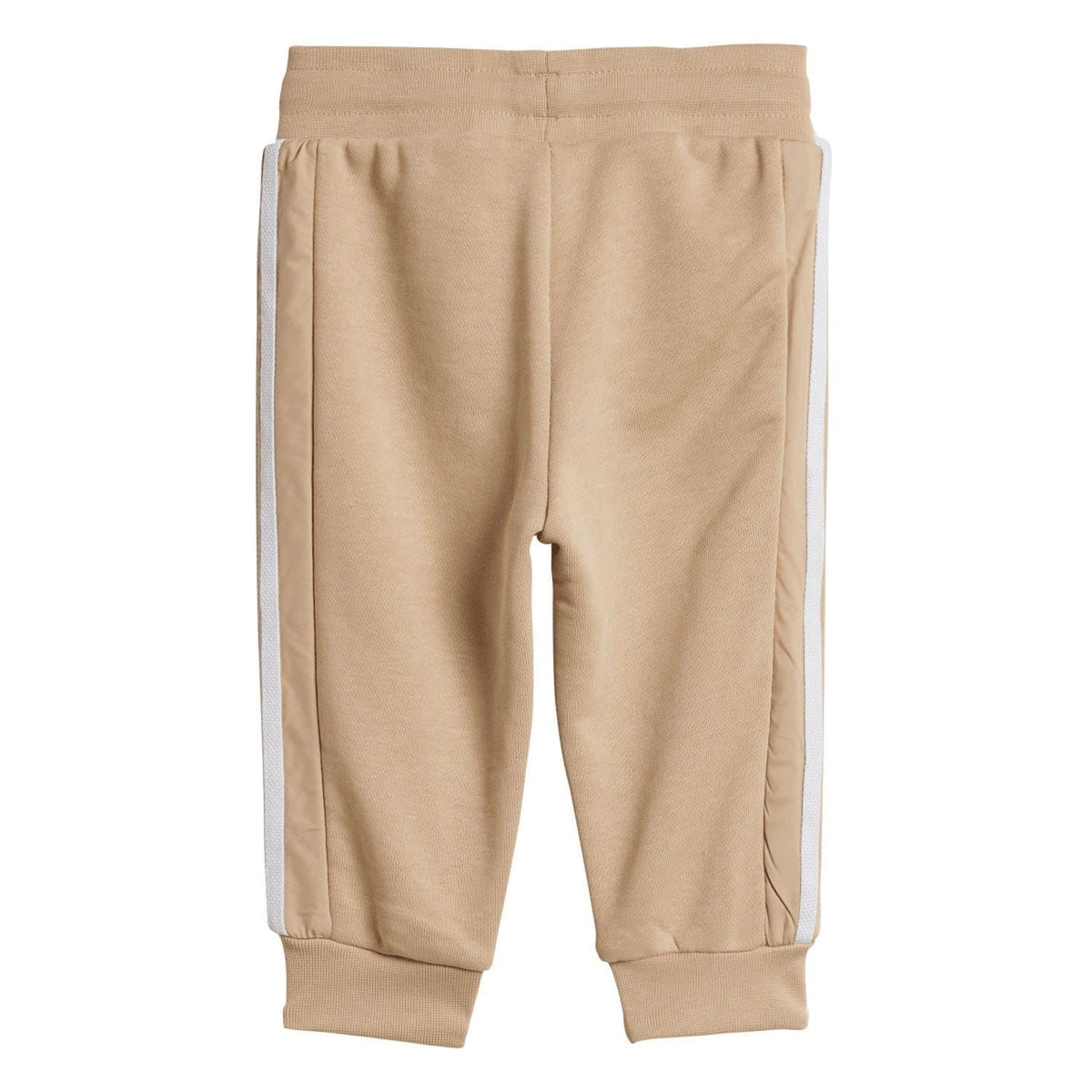 Beige infants adidas Originals jogger pants with striped side seams
