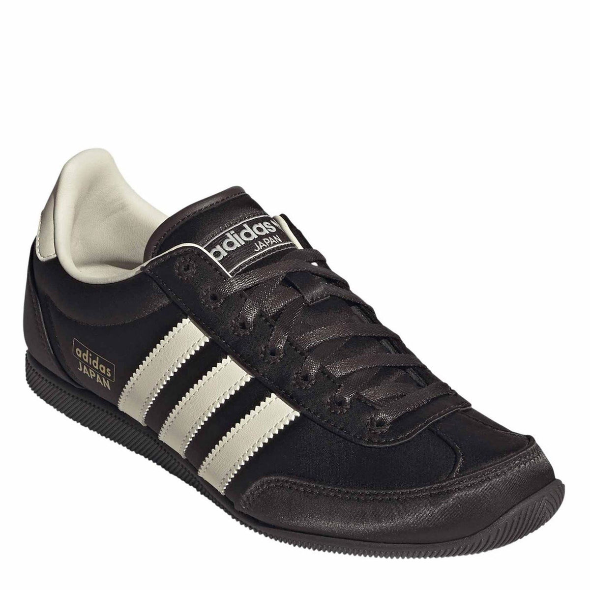Adidas Originals low-top sneakers, black upper with cream stripes and lace detail