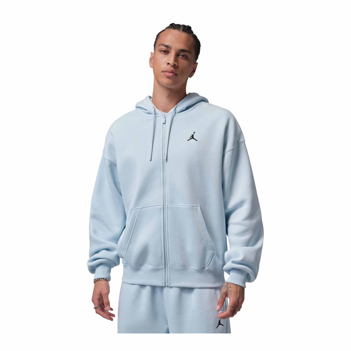 Mens Jordan Brooklyn Fleece Oversized Full Zip Hoodie Aura/Black