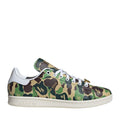 adidas Originals Bape Stan Smith sneakers showing white leather footwear with Bape camouflage accents and classic Stan Smith design