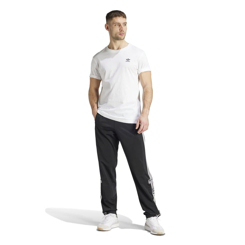 White crew-neck T-shirt with small adidas logo on chest and short sleeves