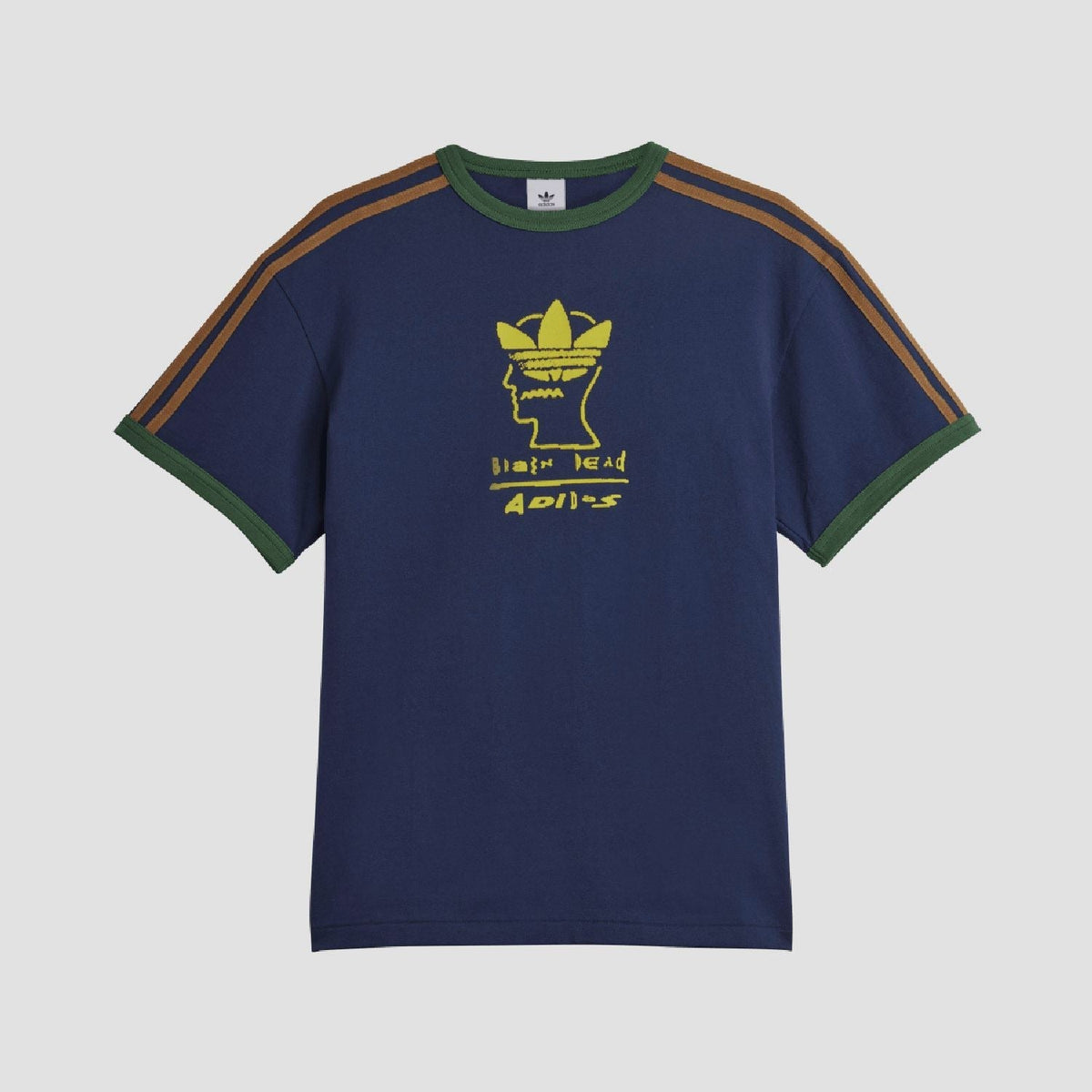 adidas Originals Brain Dead T-Shirt featuring graphic design, crew neck, and casual fit, displayed on a hanger against a plain background