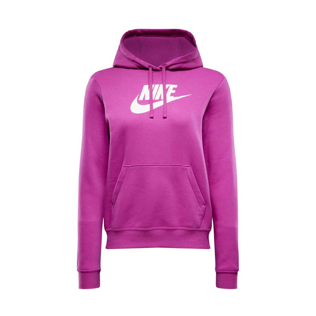 WOMENS NIKE SPORTSWEAR CLUB FLEECE LOGO PULLOVER HOODIE_HOT FUCHSIA/WHITE