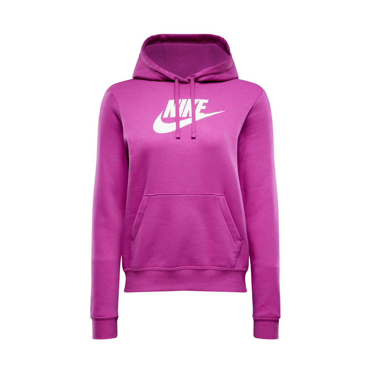 WOMENS NIKE SPORTSWEAR CLUB FLEECE LOGO PULLOVER HOODIE_HOT FUCHSIA/WHITE