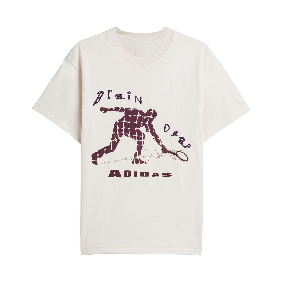 Wonder White crewneck T-shirt with maroon Brain Dead graphic on front
